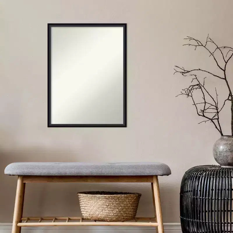 Espejo de pared de madera negra sin biseles