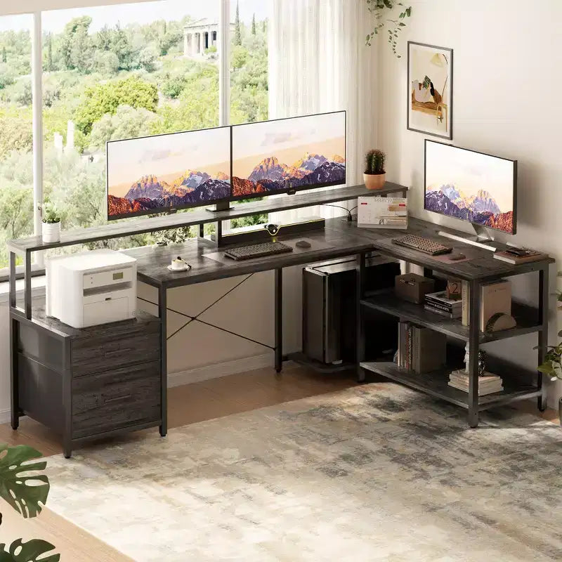 Klapptisch in L-Form fürs Büro mit Ladestation