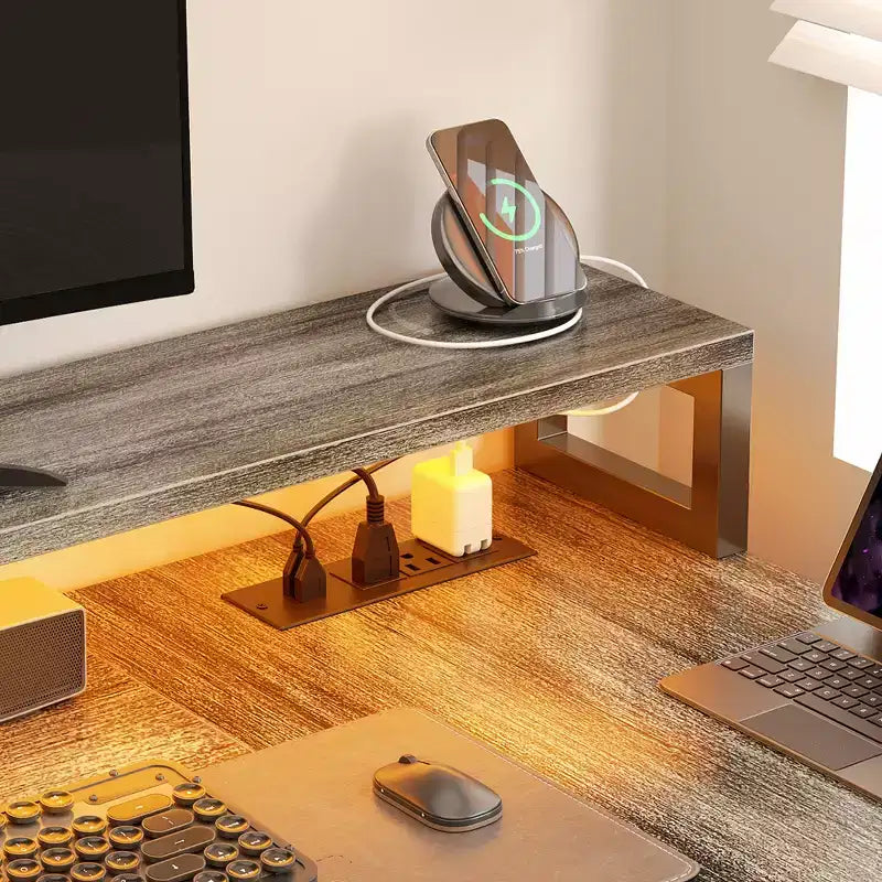 Klapptisch in L-Form fürs Büro mit Ladestation