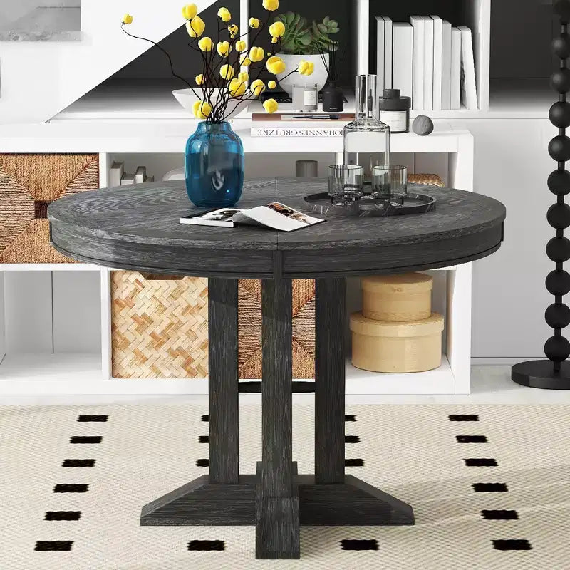 Table ronde extensible de salle à manger de style farmhouse