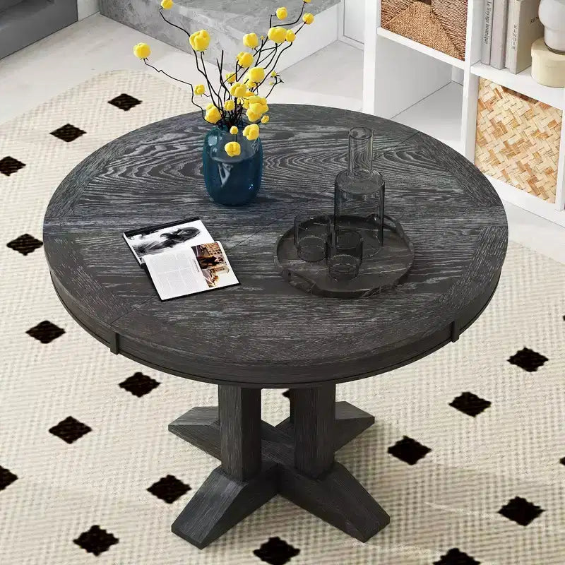 Table ronde extensible de salle à manger de style farmhouse