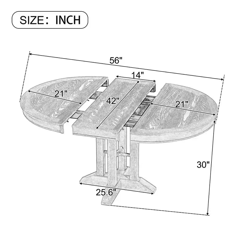 Table ronde extensible de salle à manger de style farmhouse
