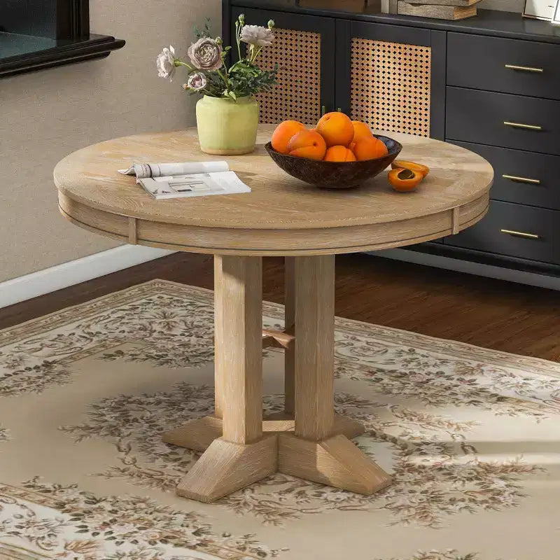 Table ronde extensible de salle à manger de style farmhouse