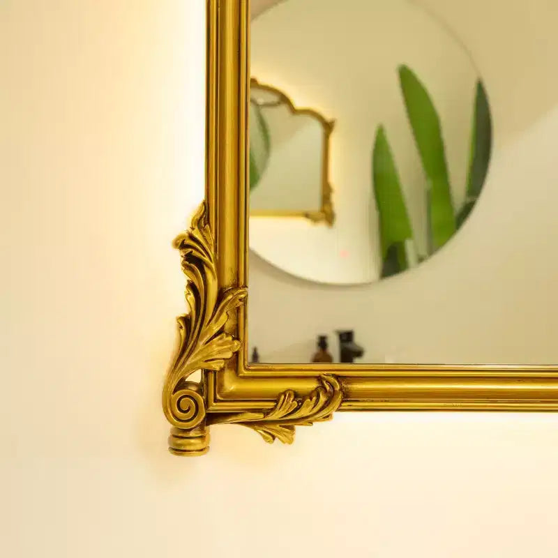 Miroir mural décoratif irrégulier en similicuir, de style néobaroque