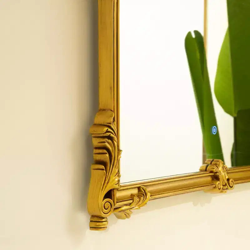 Miroir mural décoratif irrégulier en similicuir, de style néobaroque