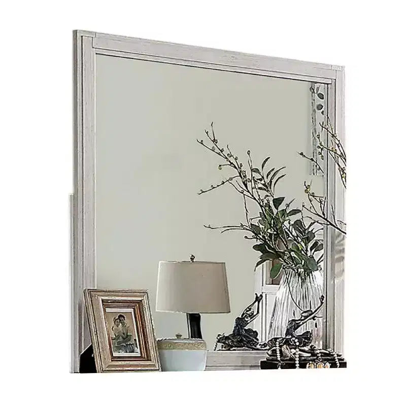 Miroir de toilette en bois massif blanc
