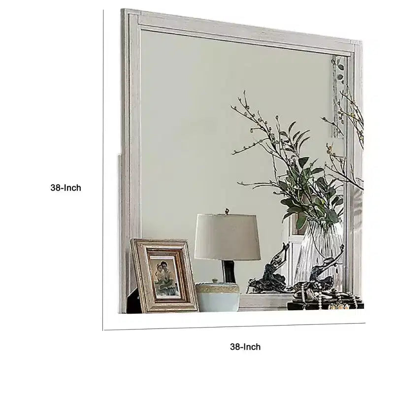 Miroir de toilette en bois massif blanc