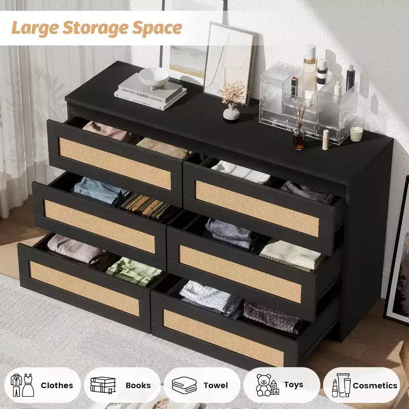 Moderner Rattanschrank mit sechs Schubladen