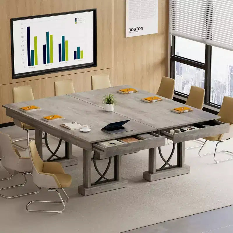 Table de cuisine et de salle à manger en bois à double piètement