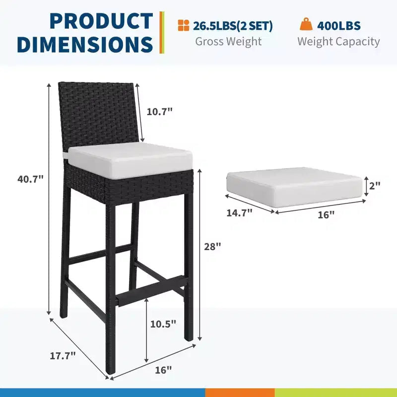 Outdoor-Barhocker-Set aus Rattan