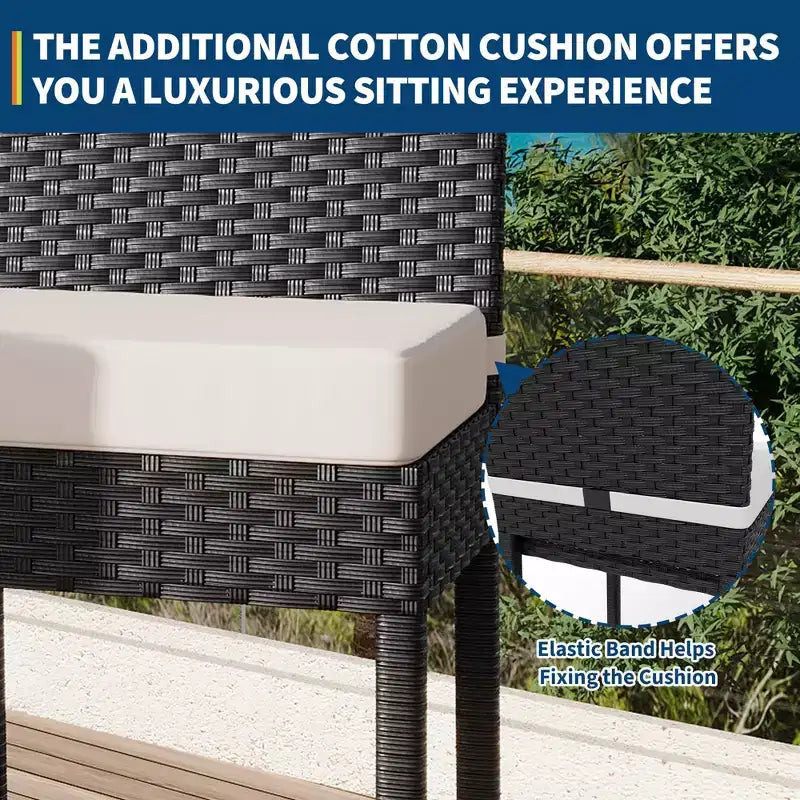 Outdoor-Barhocker-Set aus Rattan