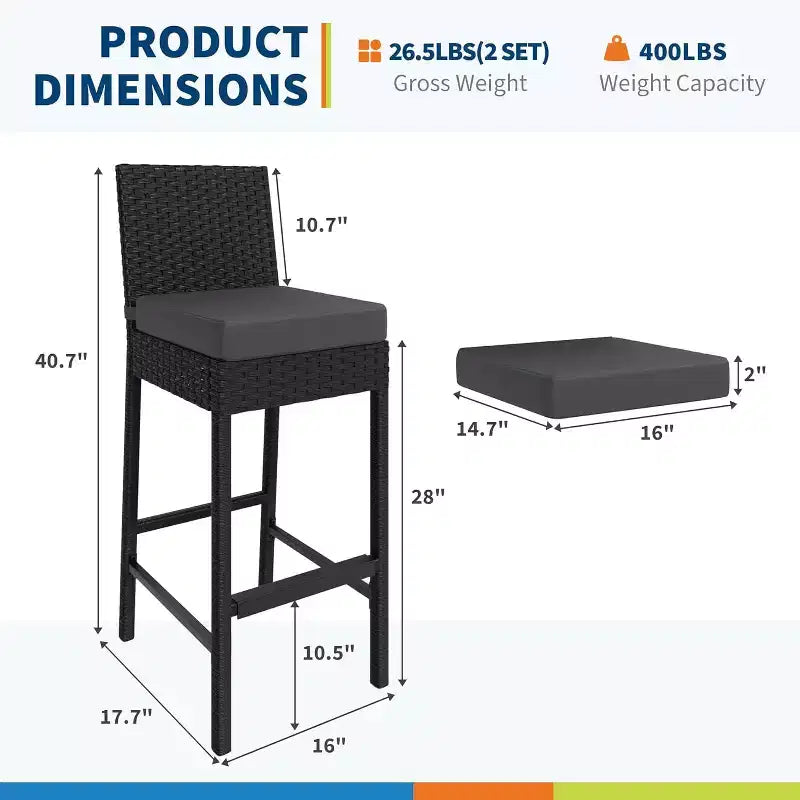 Outdoor-Barhocker-Set aus Rattan