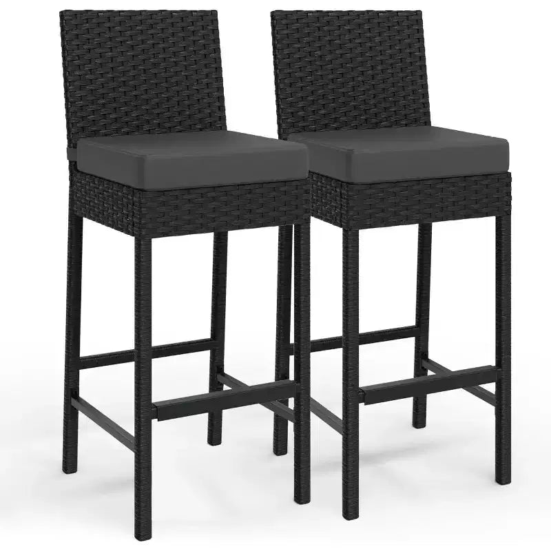 Outdoor-Barhocker-Set aus Rattan