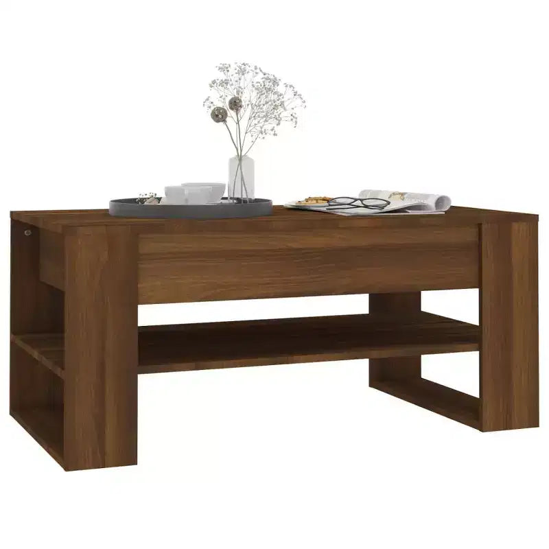 Table basse noire de taille moyenne en bois d’ingénierie