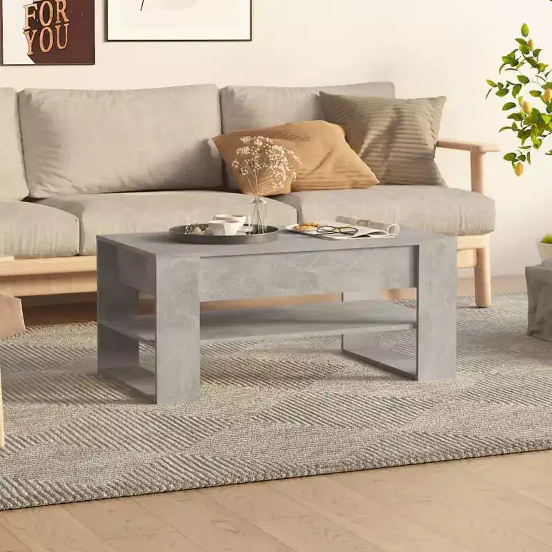 Table basse noire de taille moyenne en bois d’ingénierie