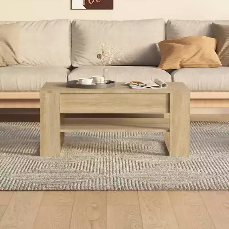 Table basse noire de taille moyenne en bois d’ingénierie