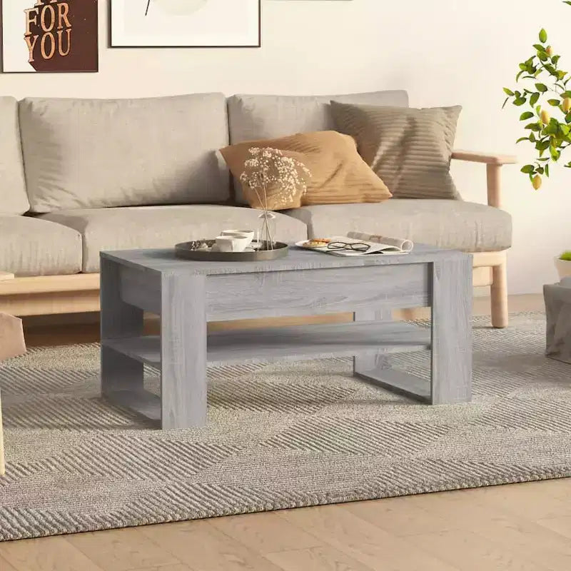 Table basse noire de taille moyenne en bois d’ingénierie