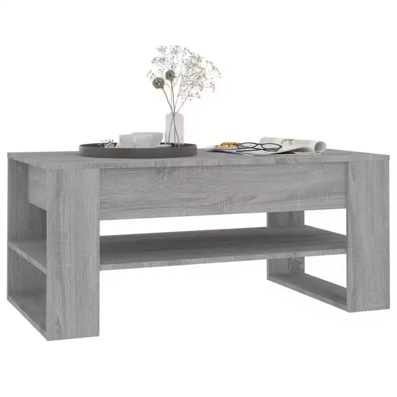 Table basse noire de taille moyenne en bois d’ingénierie