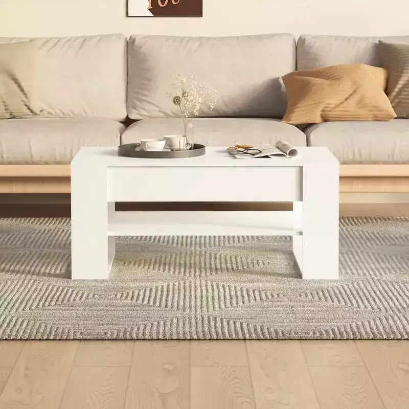 Table basse noire de taille moyenne en bois d’ingénierie
