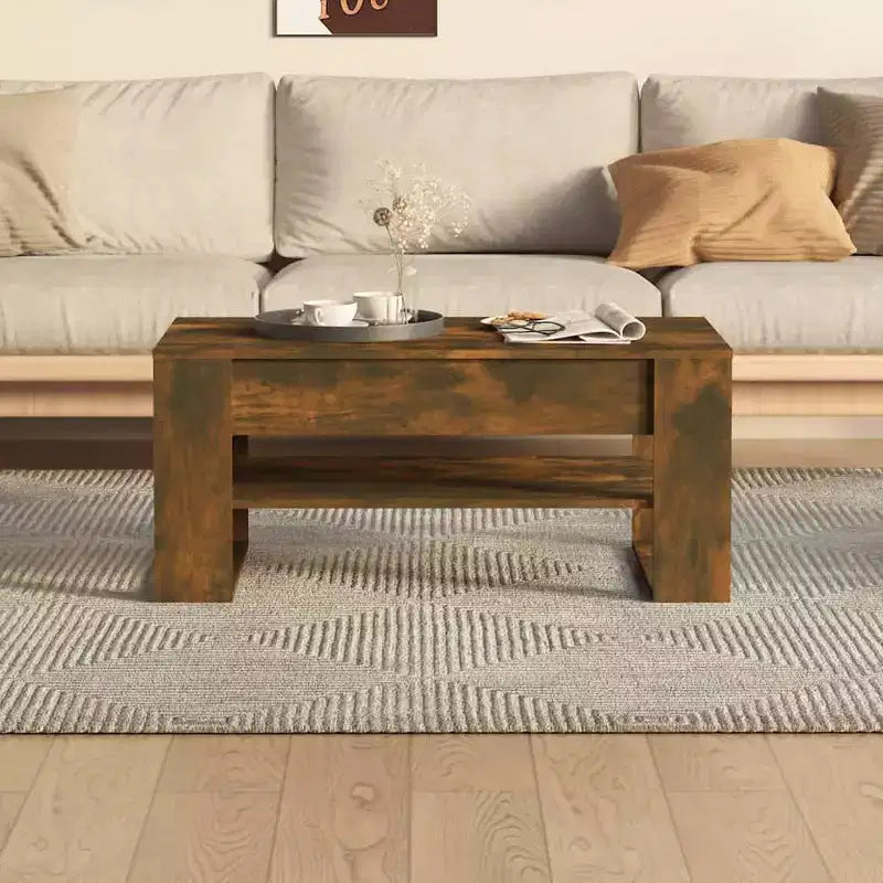 Table basse noire de taille moyenne en bois d’ingénierie