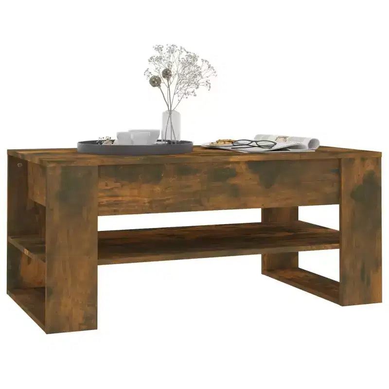 Table basse noire de taille moyenne en bois d’ingénierie