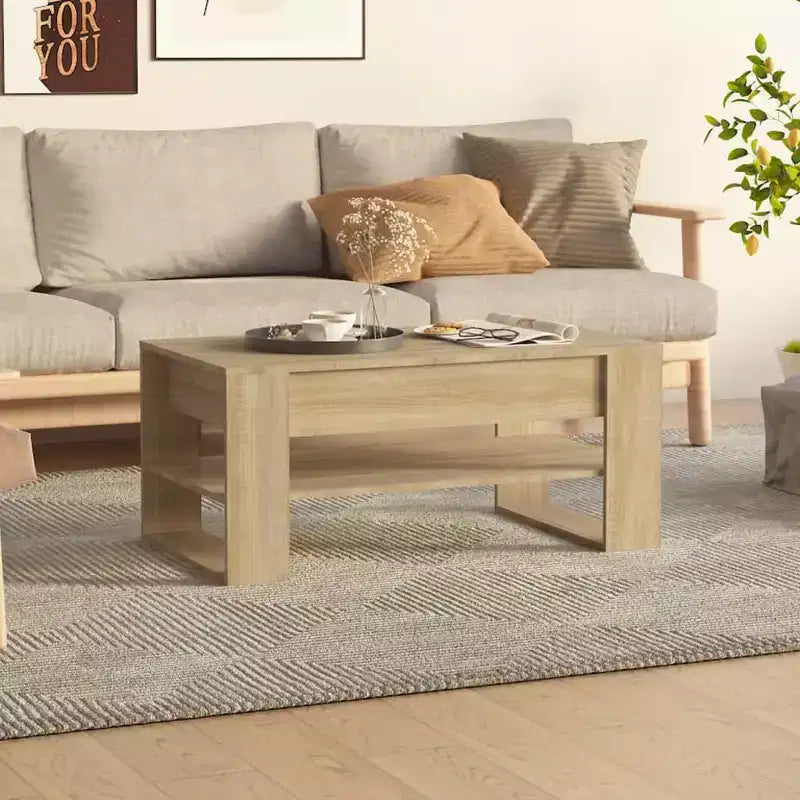 Table basse noire de taille moyenne en bois d’ingénierie