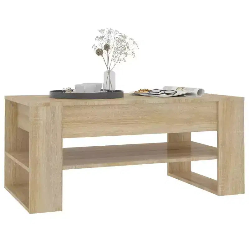 Table basse noire de taille moyenne en bois d’ingénierie