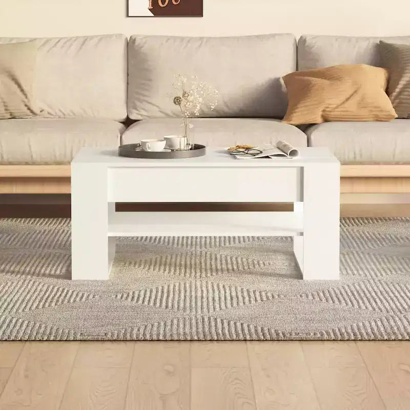 Table basse noire de taille moyenne en bois d’ingénierie