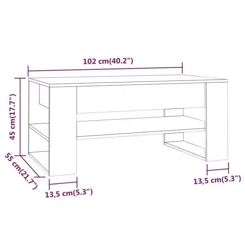 Table basse noire de taille moyenne en bois d’ingénierie