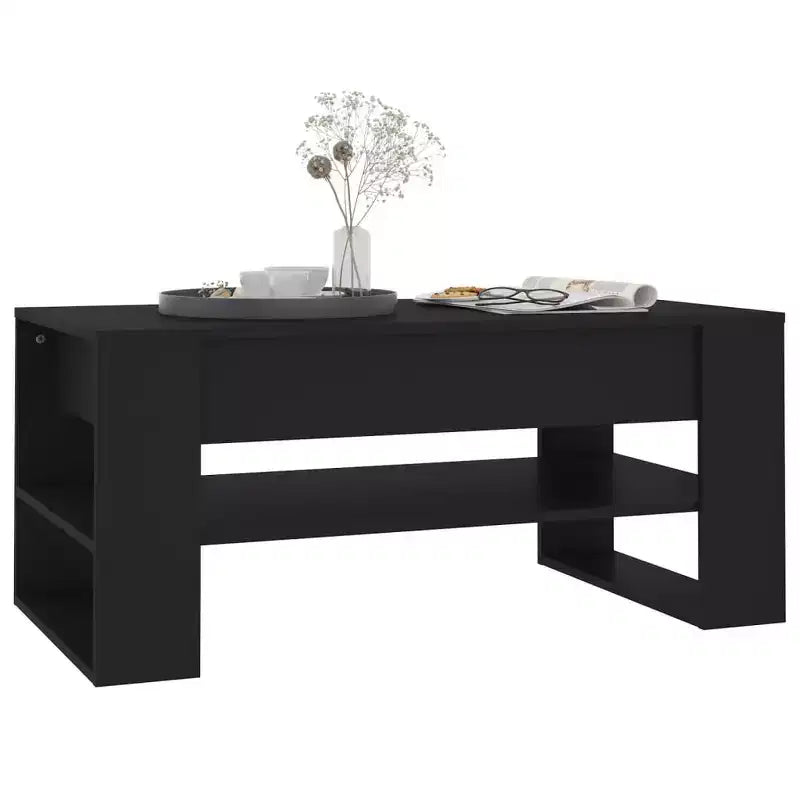 Table basse noire de taille moyenne en bois d’ingénierie