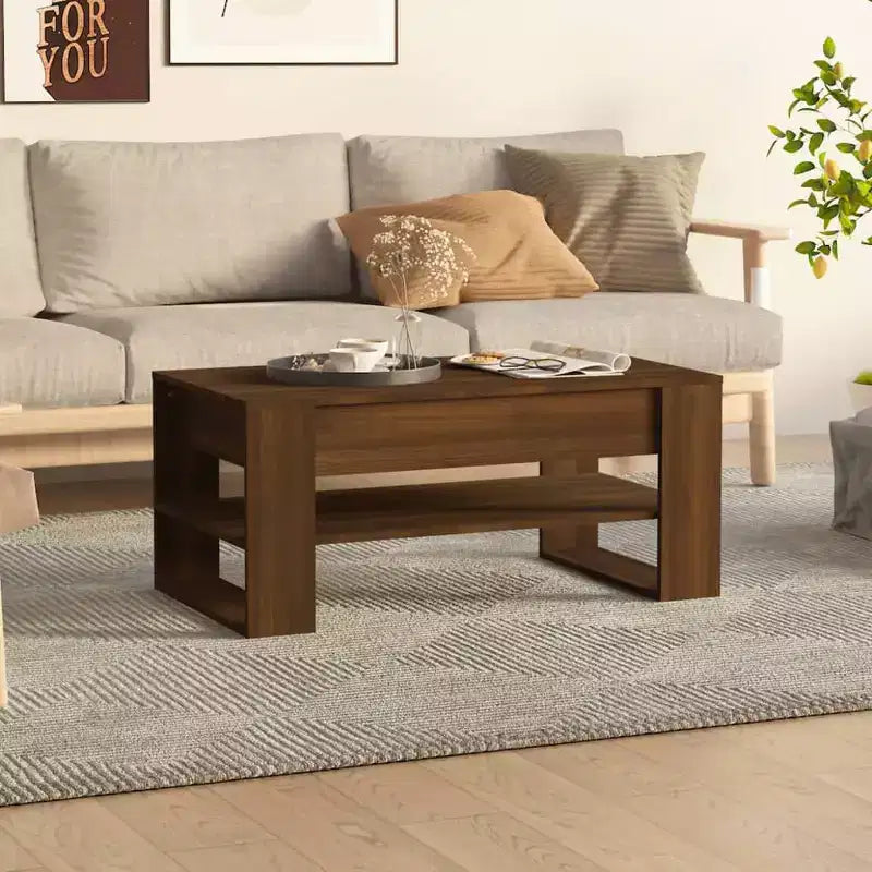 Table basse noire de taille moyenne en bois d’ingénierie