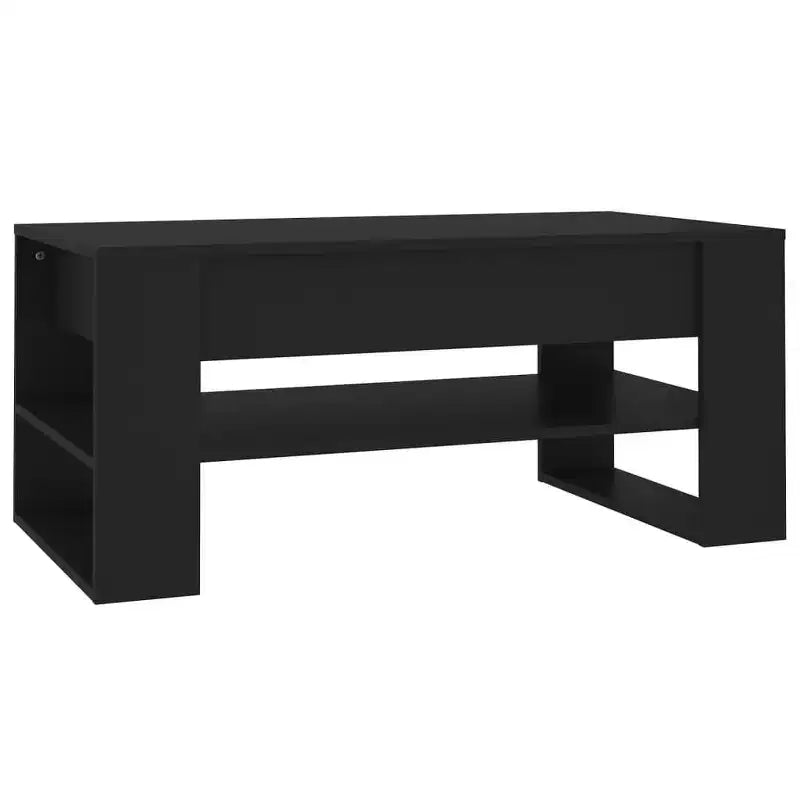 Table basse noire de taille moyenne en bois d’ingénierie