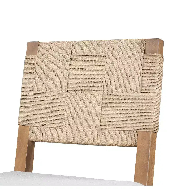 Tabouret de bar en hévéa avec assise tressée en rotin