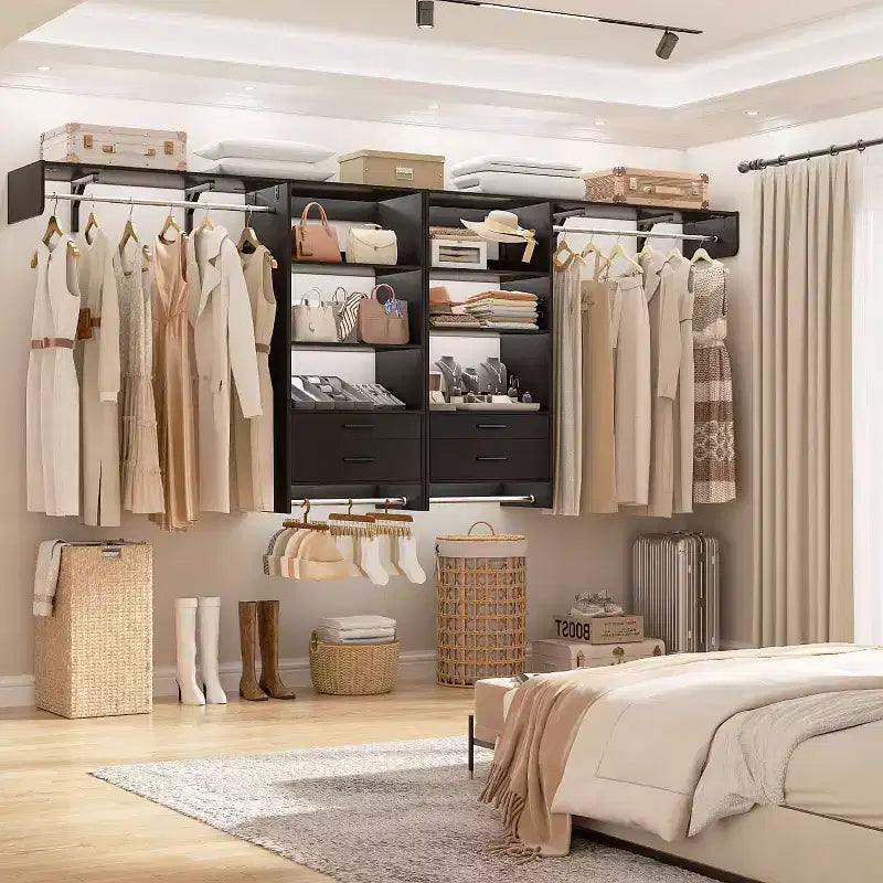 Schranksystem mit Holzschubladen