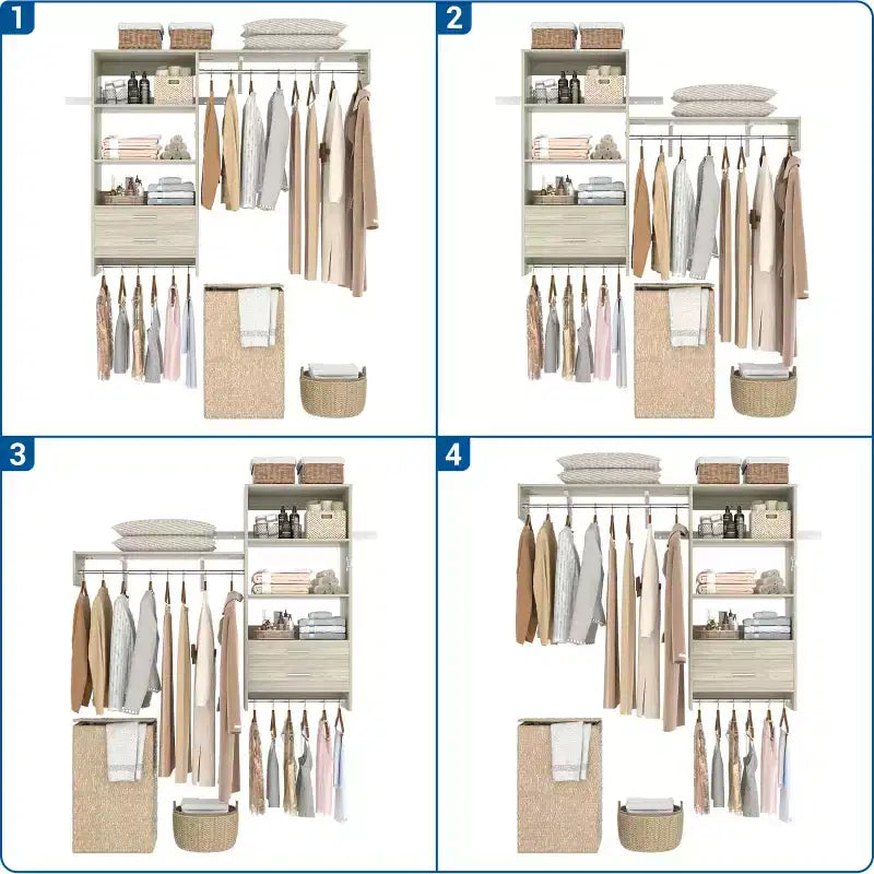 Schranksystem mit Holzschubladen