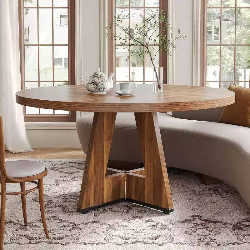 Mesa de comedor redonda de estilo retro clásico