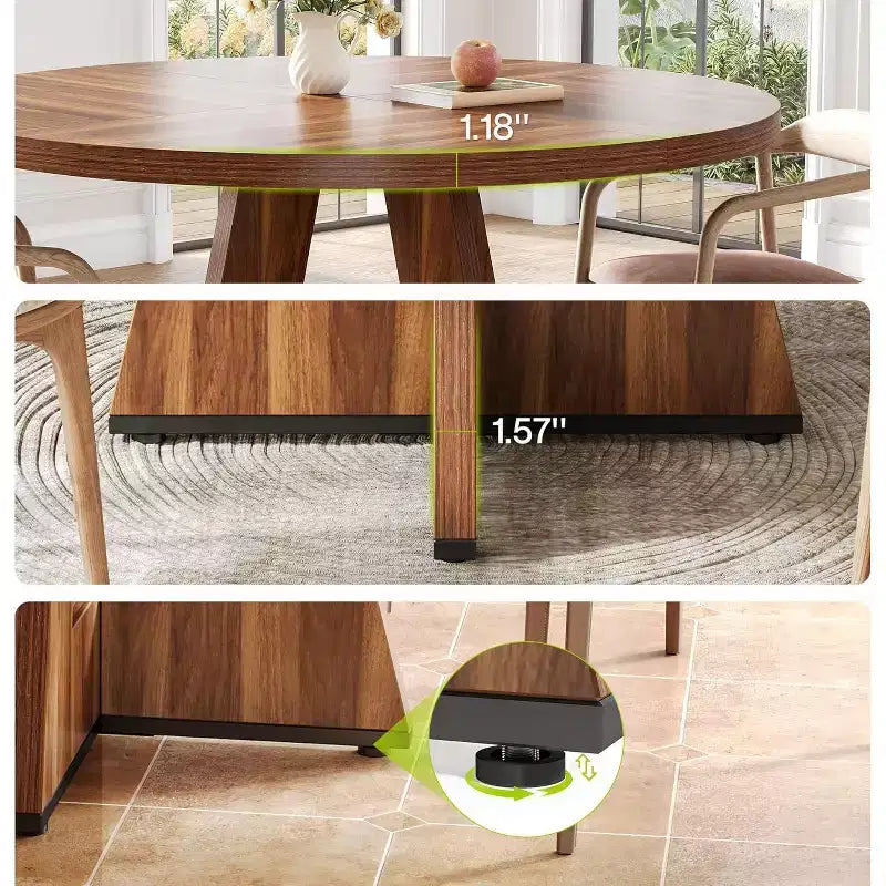 Mesa de comedor redonda de estilo retro clásico