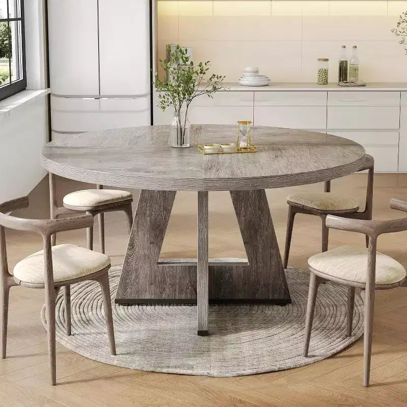 Mesa de comedor redonda de estilo retro clásico