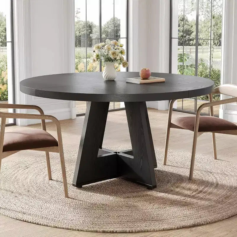 Mesa de comedor redonda de estilo retro clásico