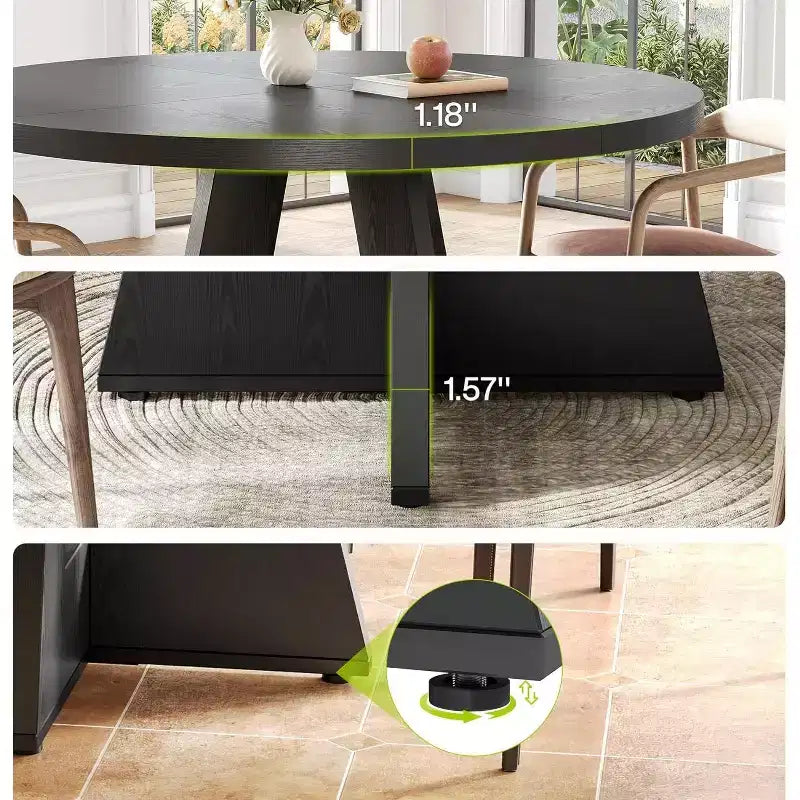 Mesa de comedor redonda de estilo retro clásico