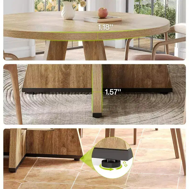 Mesa de comedor redonda de estilo retro clásico