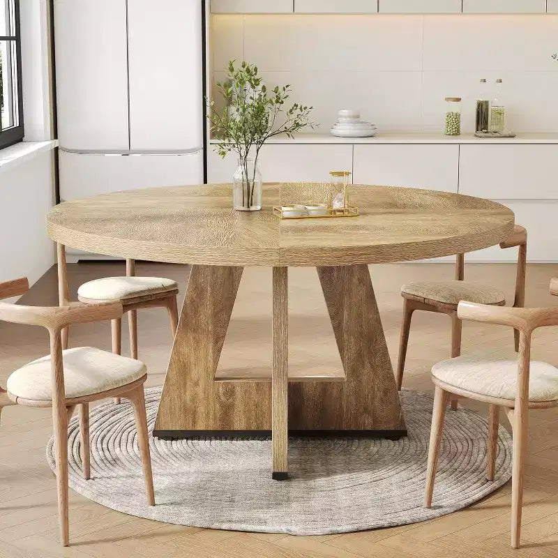 Mesa de comedor redonda de estilo retro clásico
