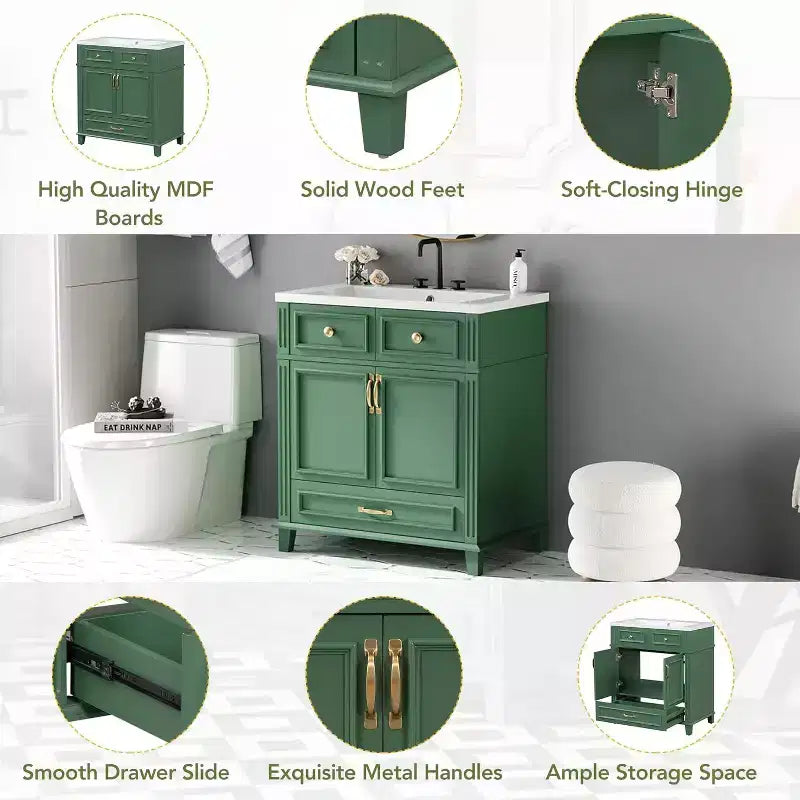 Mueble de baño blanco con lavabo
