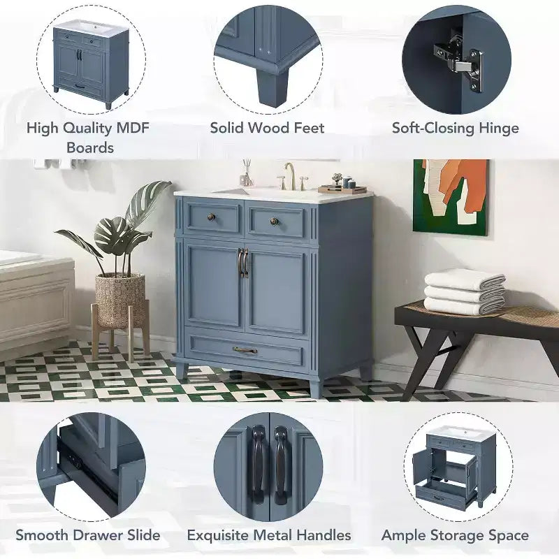 Mueble de baño blanco con lavabo
