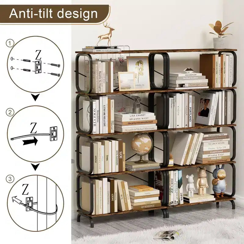 Bücherregale mit fünf Ablagen, hohe Bücherregale, offenes Design