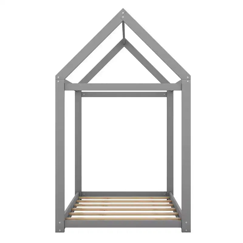 Cadre de lit cabane en bois avec toit