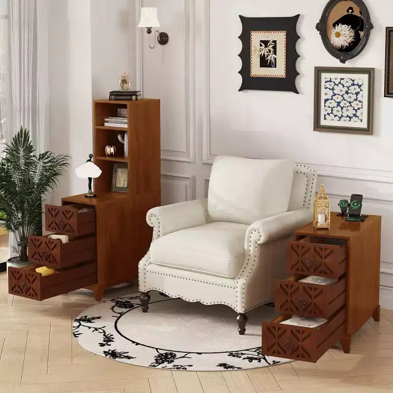 Side table with three drawers