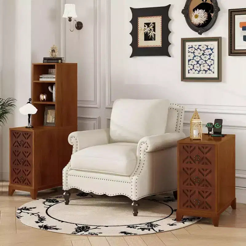 Side table with three drawers