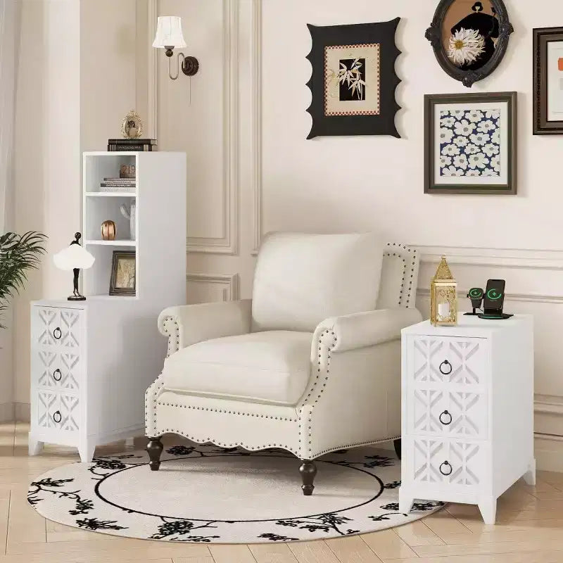 Side table with three drawers