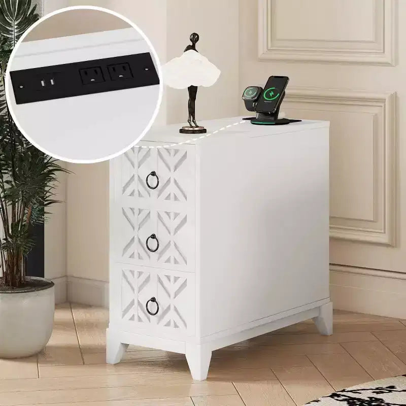 Side table with three drawers